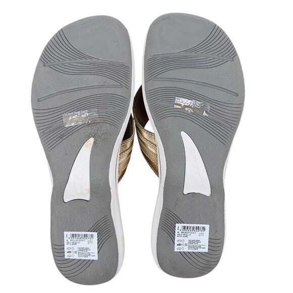 CLARKS BRINKLEY JOJO GOLD METALLIC  FLIP FLOP SANDALS WOMENS 11 - Picture 6 of 10